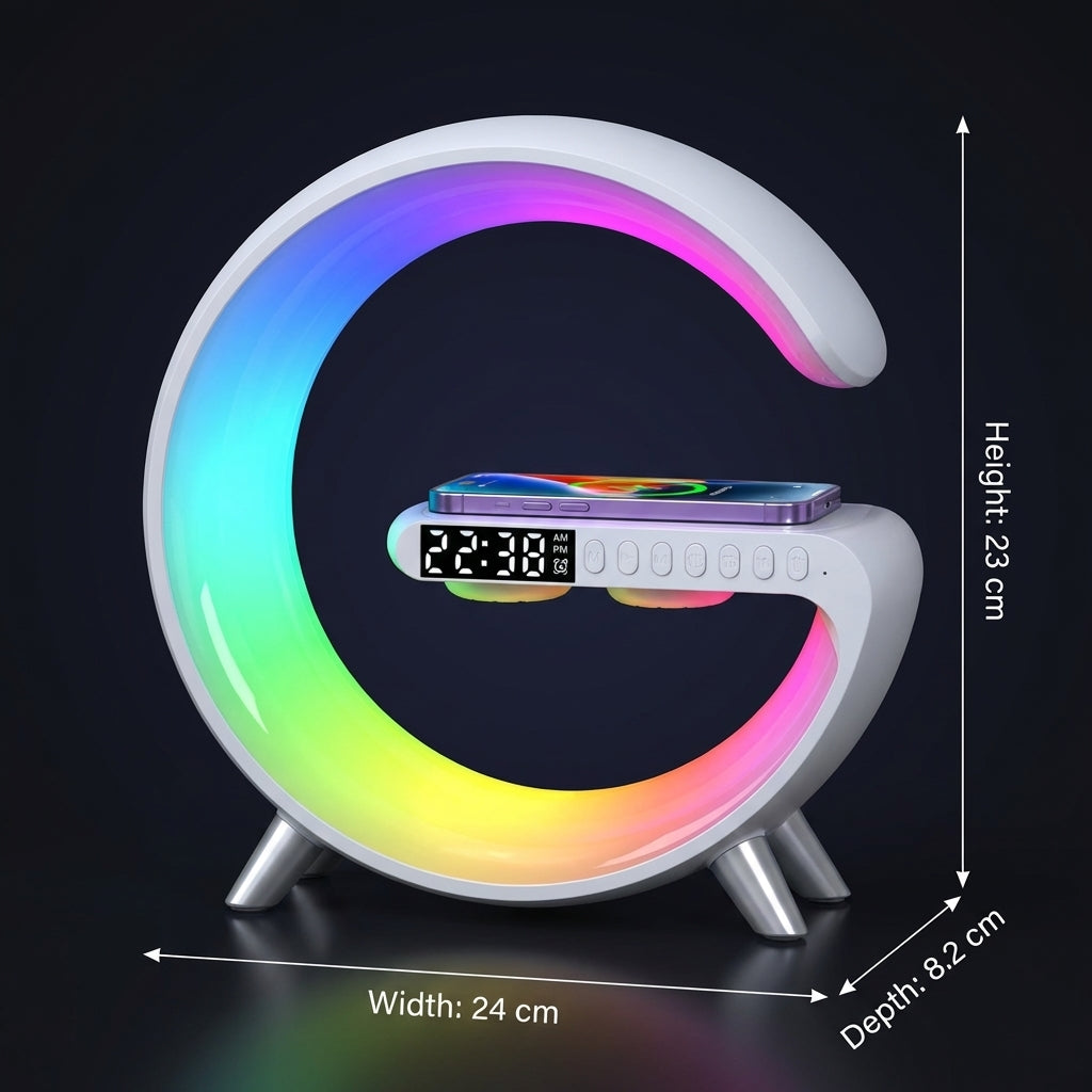 4-in-1 Alarm Clock, Mood Light, Speaker And Wireless Charger