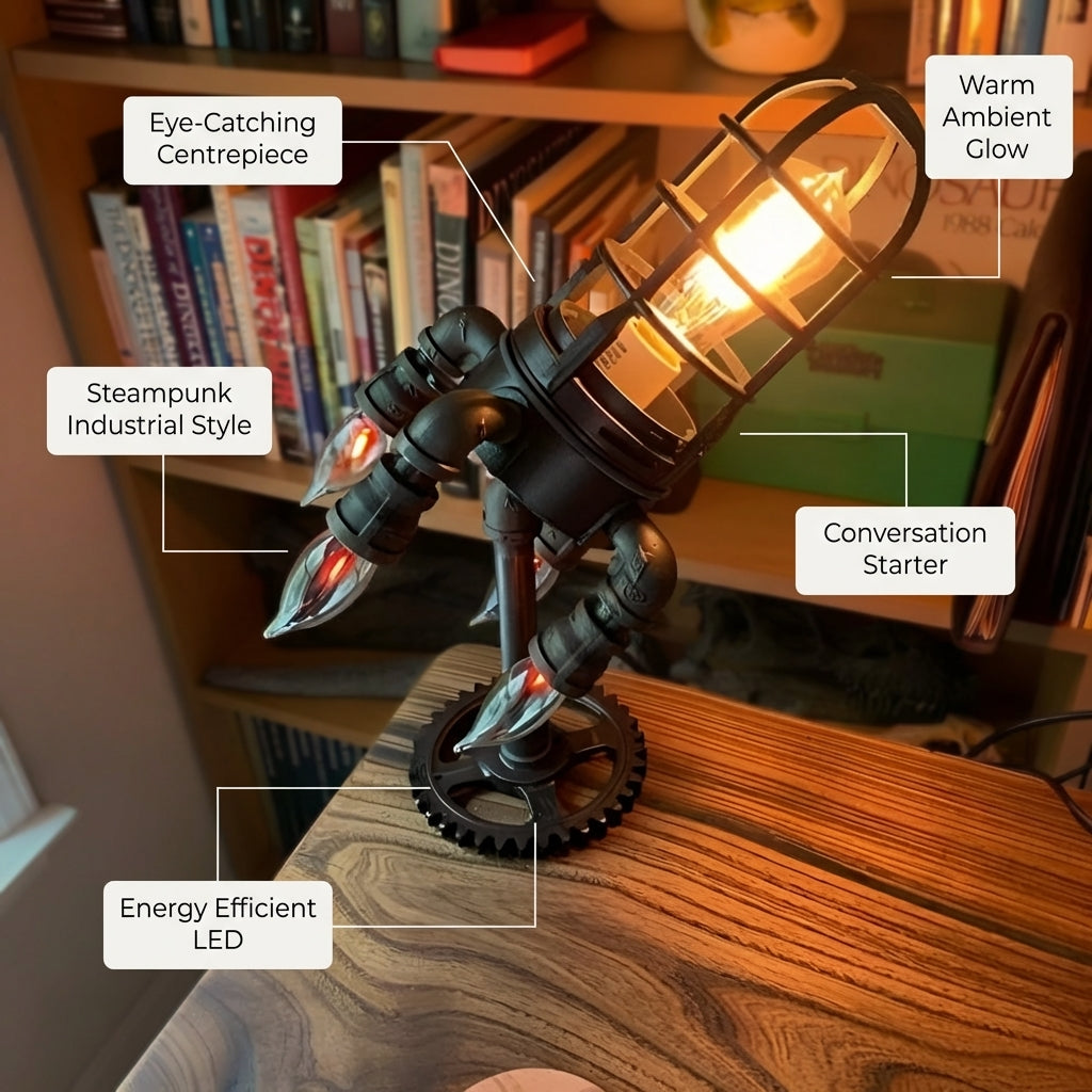 Steampunk Rocket Lamp