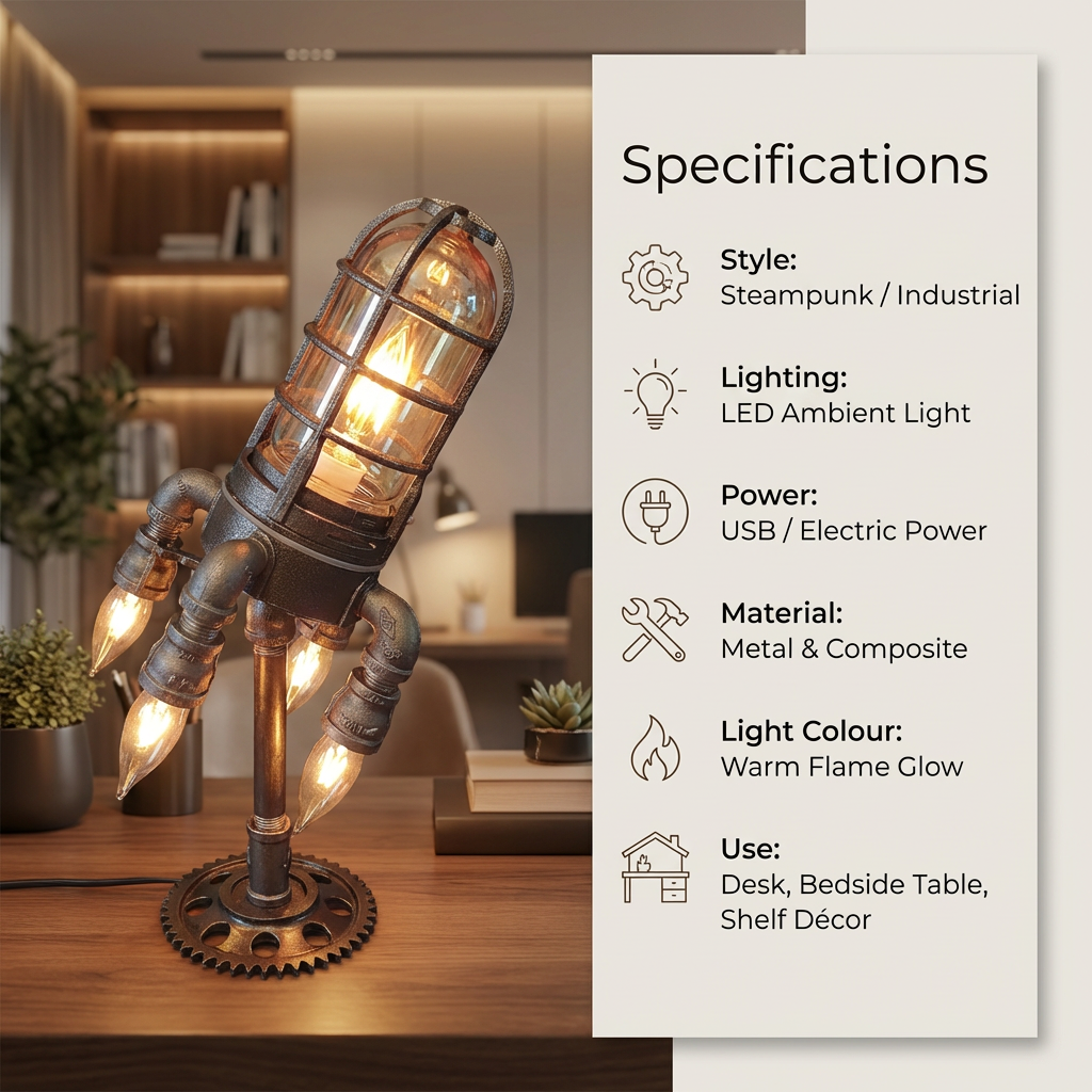 Steampunk Rocket Lamp