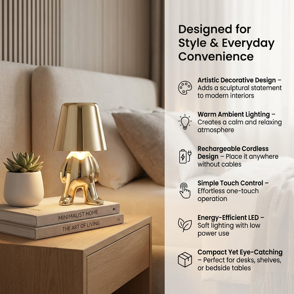 Muse Thinker Little Man Rechargeable Table Lamp