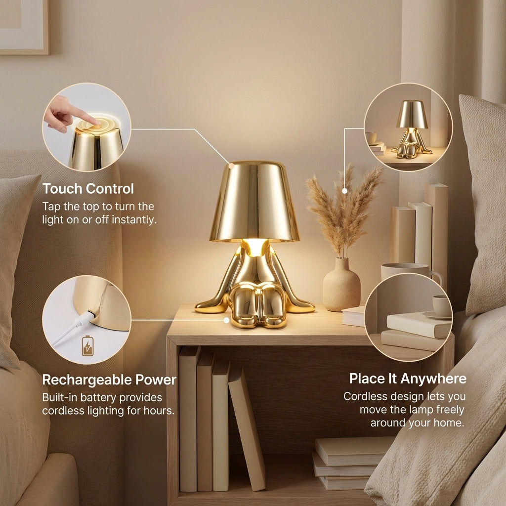 Muse Thinker Little Man Rechargeable Table Lamp